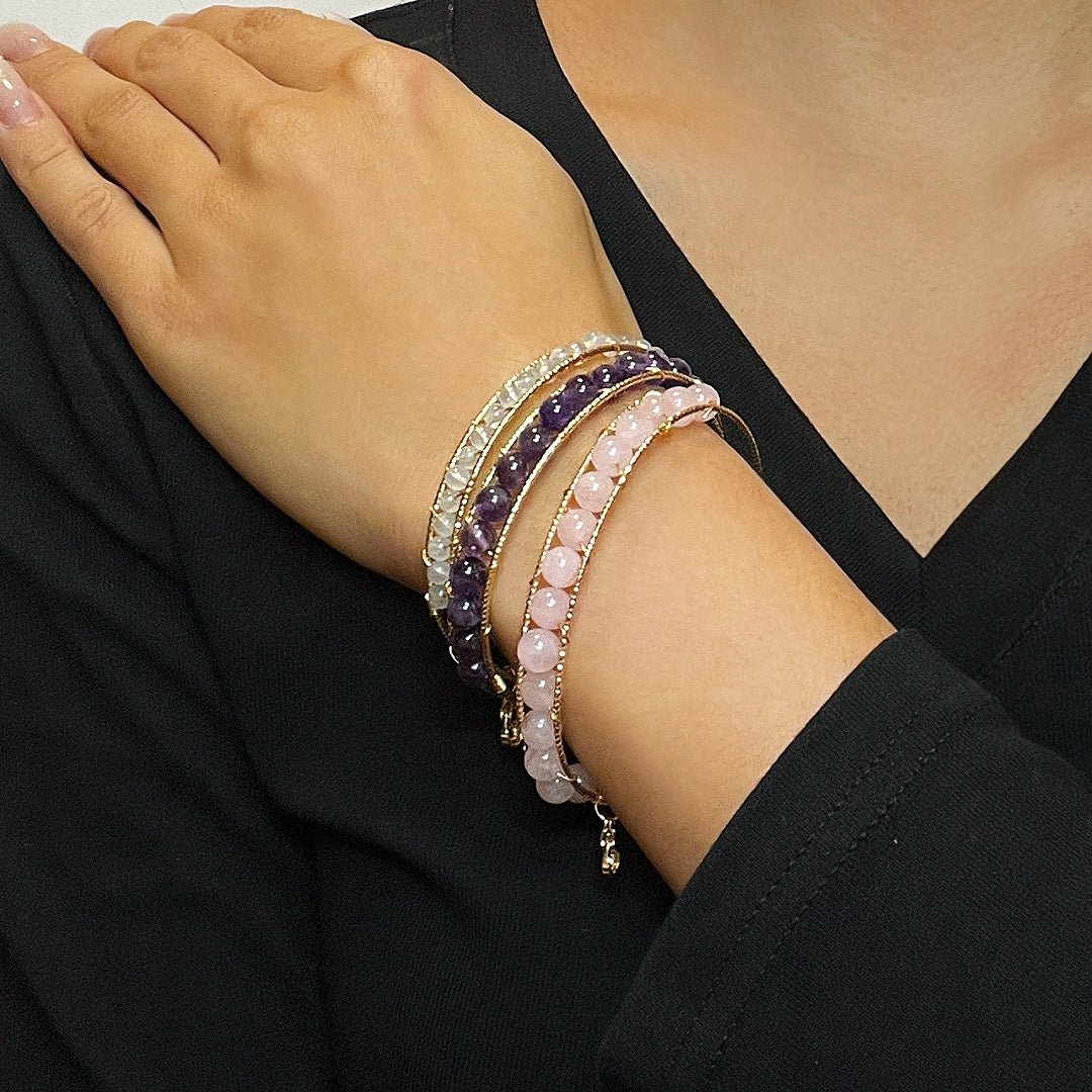 Bracelet Quartz Rose Améthyste Aigue-Marine – Énergie & Douceur - Biloria