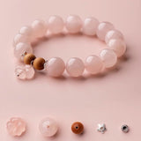 Bracelet Quartz Rose Argent 925 – Douceur Florale et Chance - Biloria