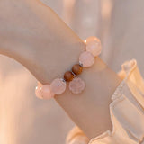 Bracelet Quartz Rose Argent 925 – Douceur Florale et Chance - Biloria