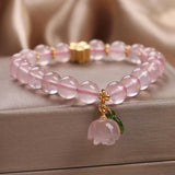 Bracelet Quartz Rose Cerise Fleur Foi Nouveau Départ - Biloria
