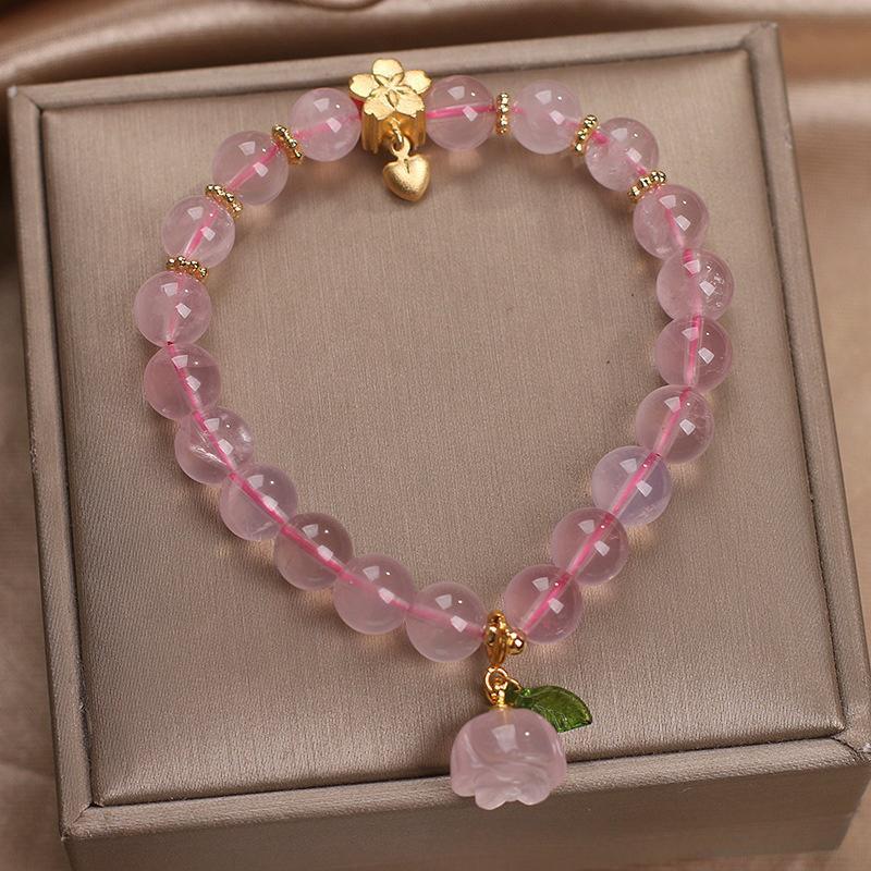 Bracelet Quartz Rose Cerise Fleur Foi Nouveau Départ - Biloria