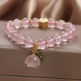 Bracelet Quartz Rose Cerise Fleur Foi Nouveau Départ - Biloria