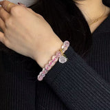 Bracelet Quartz Rose Cerise Fleur Foi Nouveau Départ - Biloria