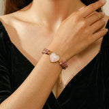 Bracelet Quartz Rose Cœur de Joie – Cadeau Amour Harmonie - Biloria