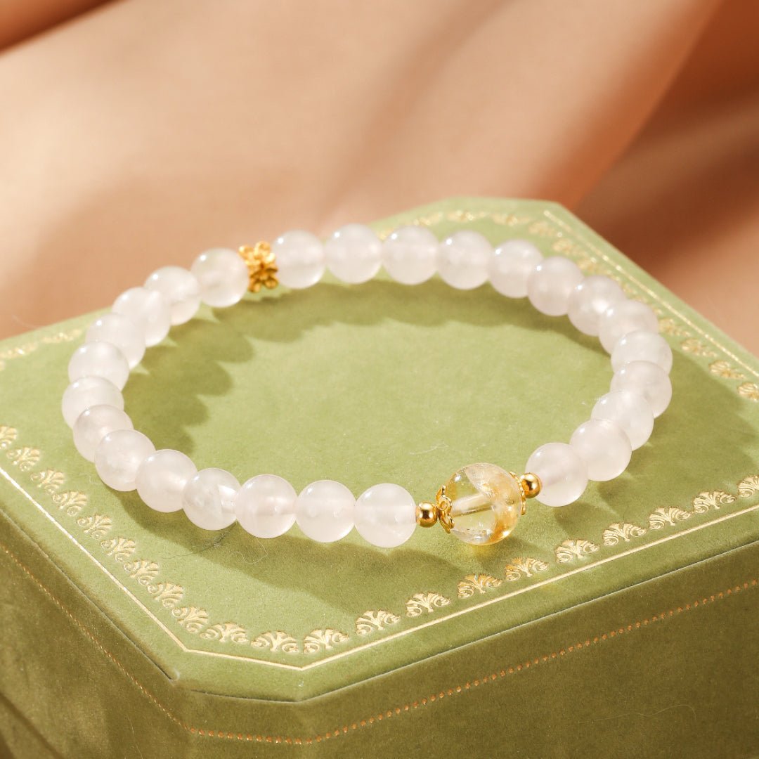 Bracelet Quartz Rose et Citrine, Argent Plaqué Or - Biloria