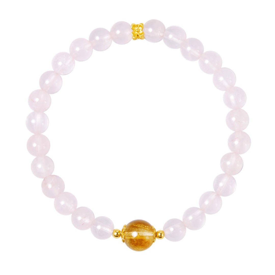 Bracelet Quartz Rose et Citrine, Argent Plaqué Or - Biloria