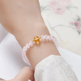 Bracelet Quartz Rose et Citrine, Argent Plaqué Or - Biloria