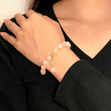 Bracelet Quartz Rose et Fleur Dorée – Bijou Féminin - Biloria
