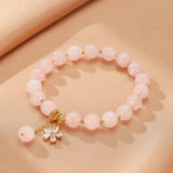 Bracelet Quartz Rose et Fleur Dorée – Bijou Féminin - Biloria