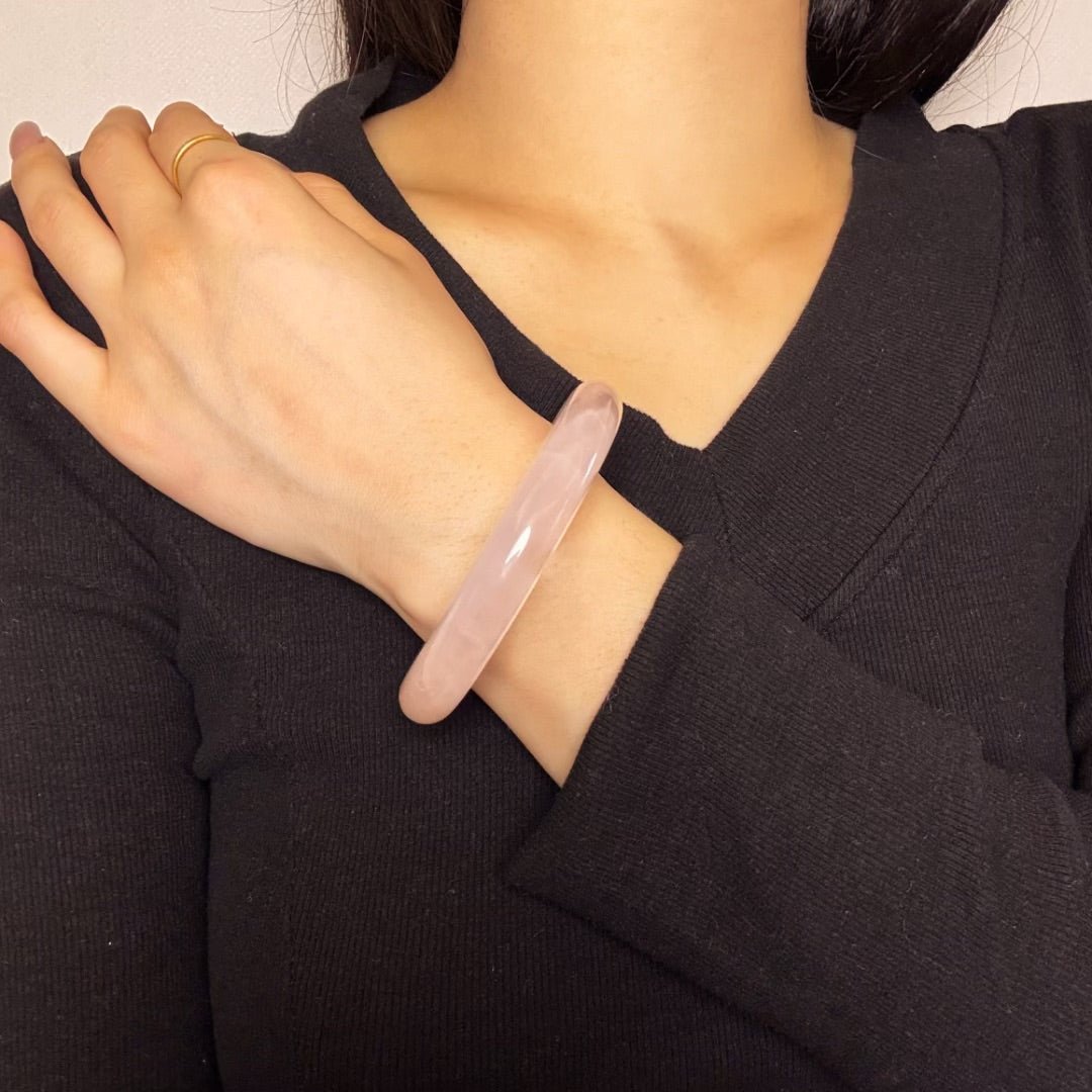 Bracelet Quartz Rose Jonc Douceur du Cœur - Biloria