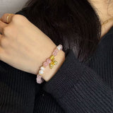 Bracelet Quartz Rose Lotus 8 mm – Ajustable 14-16 cm - Biloria