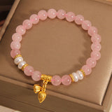 Bracelet Quartz Rose Lotus 8 mm – Ajustable 14-16 cm - Biloria