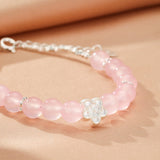 Bracelet Quartz Rose Sakura Argent S999 Ajustable - Biloria