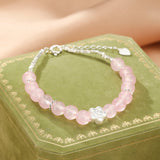 Bracelet Quartz Rose Sakura Argent S999 Ajustable - Biloria