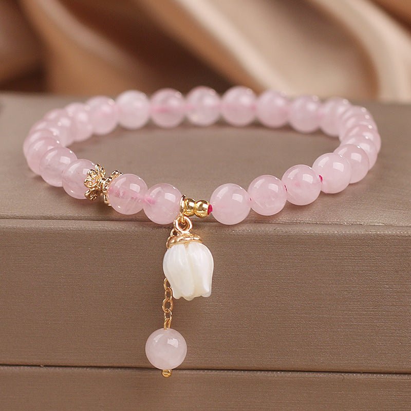 Bracelet Quartz Rose Tulipe - Bijou Cœur et Amour - Biloria
