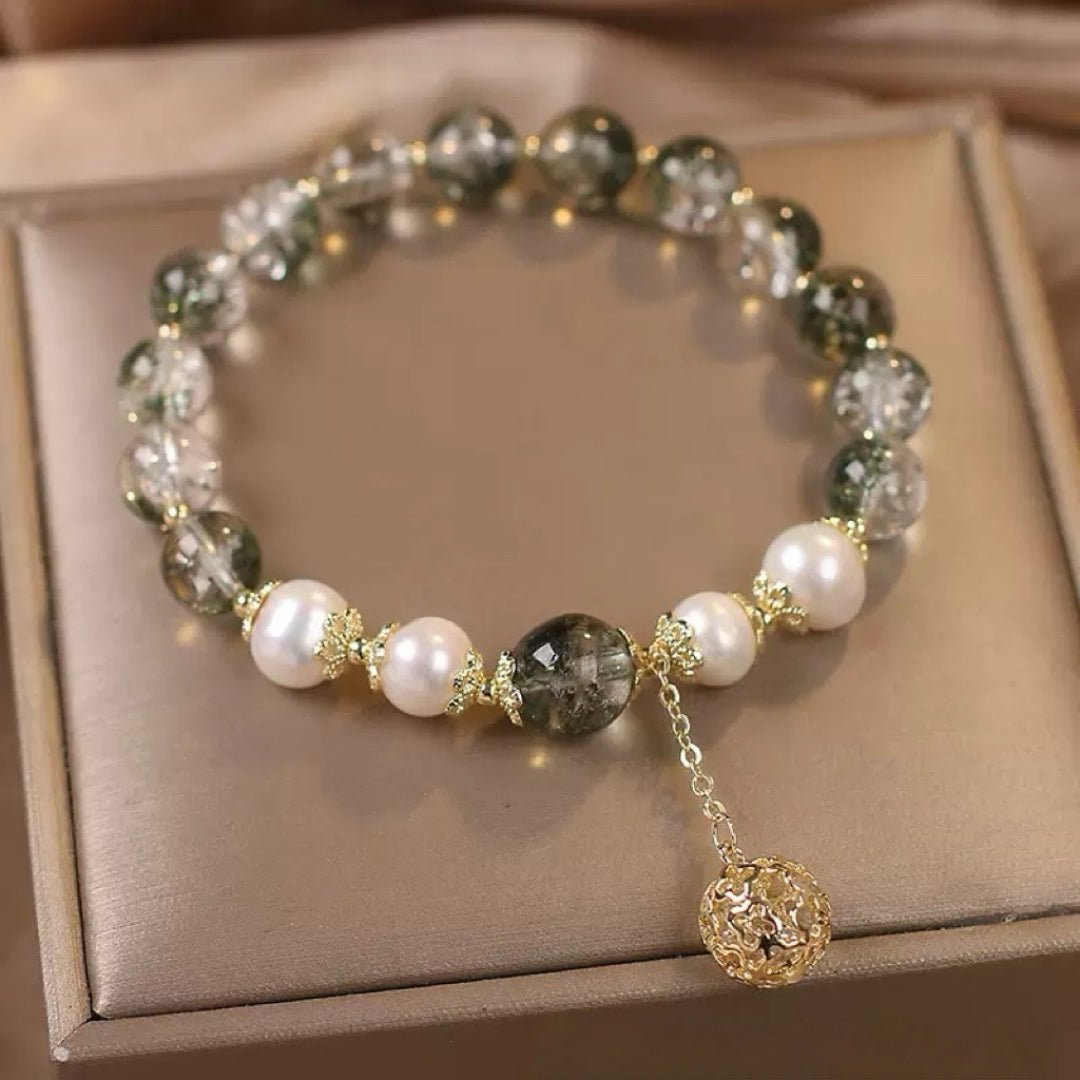 Bracelet Quartz Vert Perle Naturelle Bijou Élégance Spirituelle - Biloria