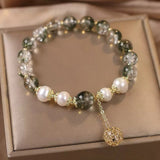 Bracelet Quartz Vert Perle Naturelle Bijou Élégance Spirituelle - Biloria