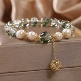 Bracelet Quartz Vert Perle Naturelle Bijou Élégance Spirituelle - Biloria