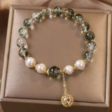 Bracelet Quartz Vert Perle Naturelle Bijou Élégance Spirituelle - Biloria