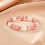 Bracelet Rhodonite Quartz Rose Péridot – Harmonie Printanière - Biloria