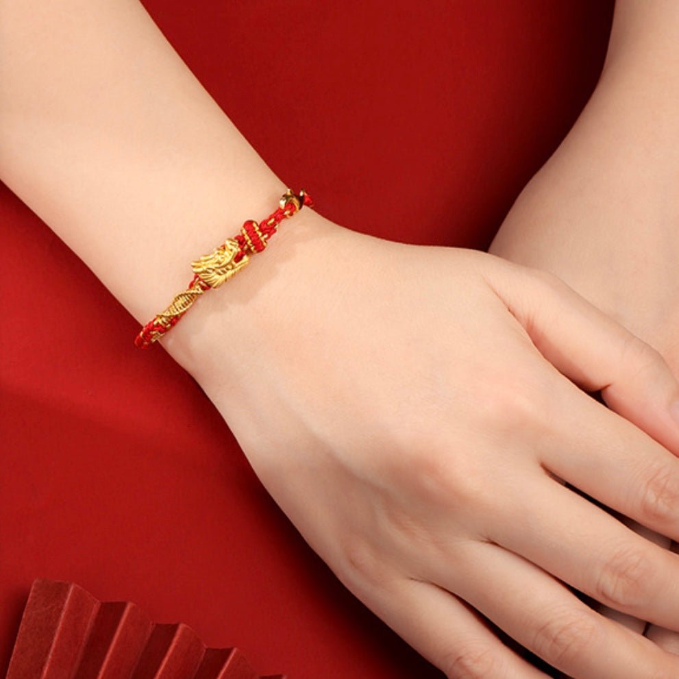 Bracelet Rouge Dragon Eternel Fil Rouge Lithotherapie - Biloria