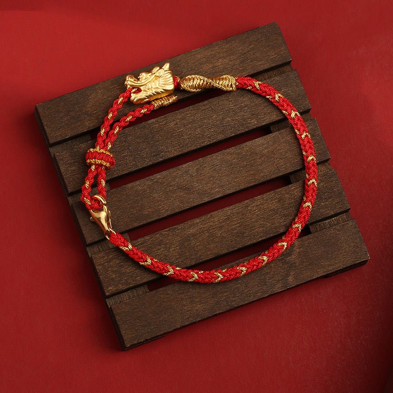 Bracelet Rouge Dragon Eternel Fil Rouge Lithotherapie - Biloria