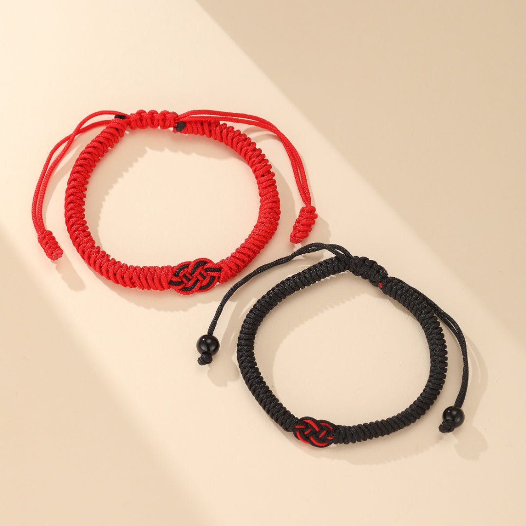 Bracelet Rouge et Noir Dragon Fil Rouge Couple ou Ami - Biloria