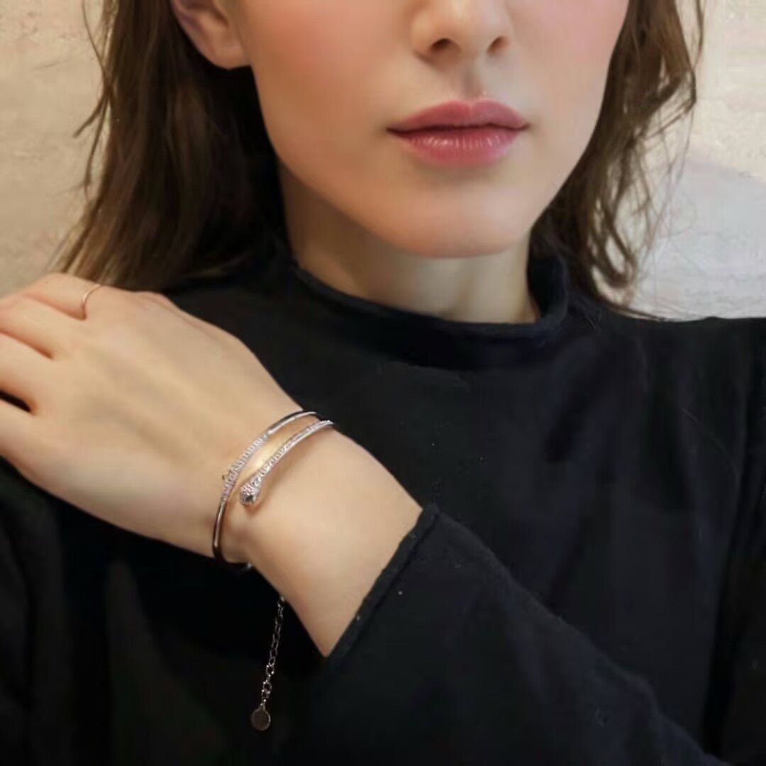 Bracelet Serpent Cuivre Plaqué Platine Bijou Tendance Bureau - Biloria