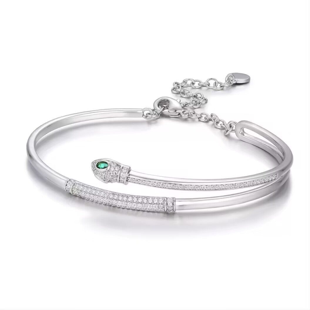 Bracelet Serpent Cuivre Plaqué Platine Bijou Tendance Bureau - Biloria