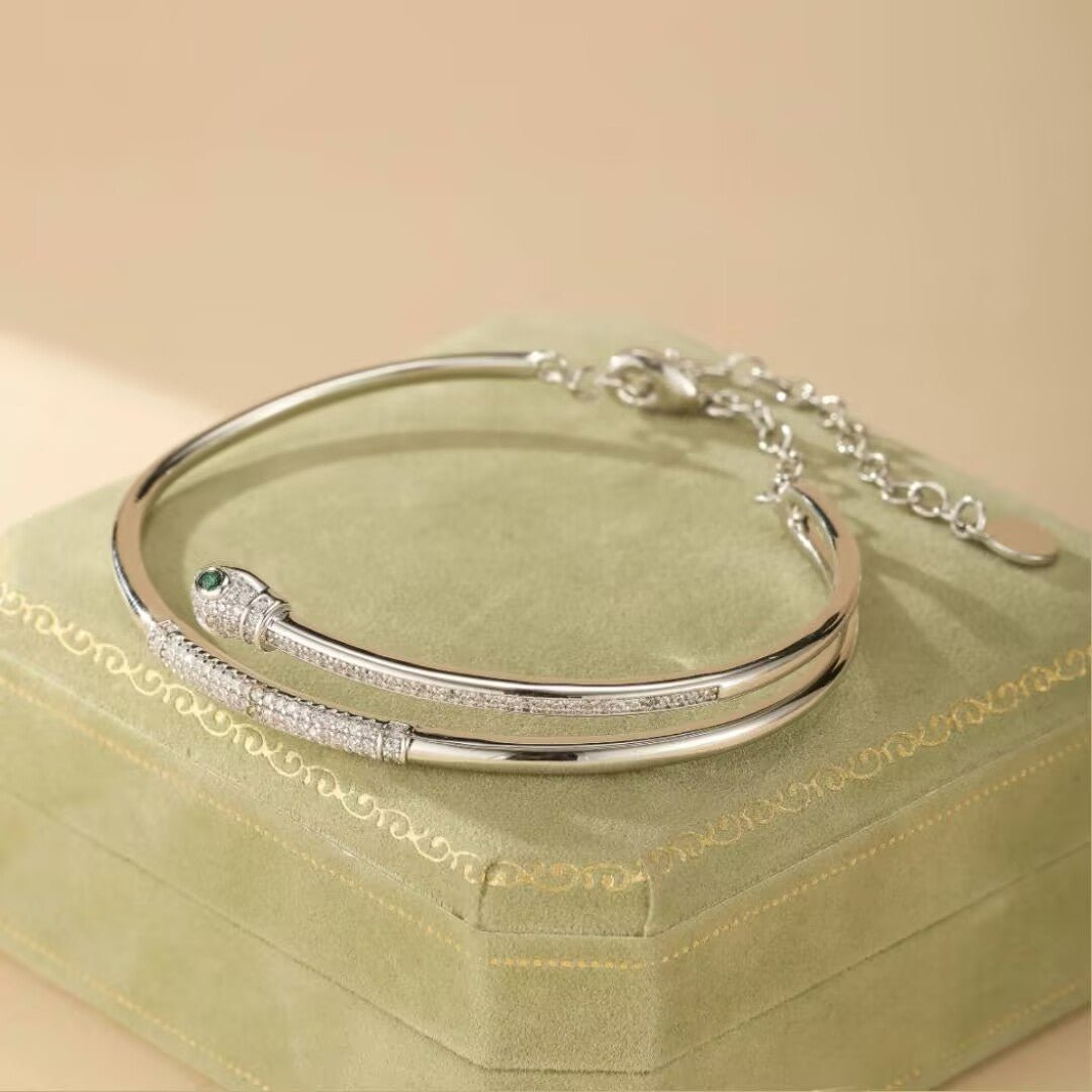 Bracelet Serpent Cuivre Plaqué Platine Bijou Tendance Bureau - Biloria