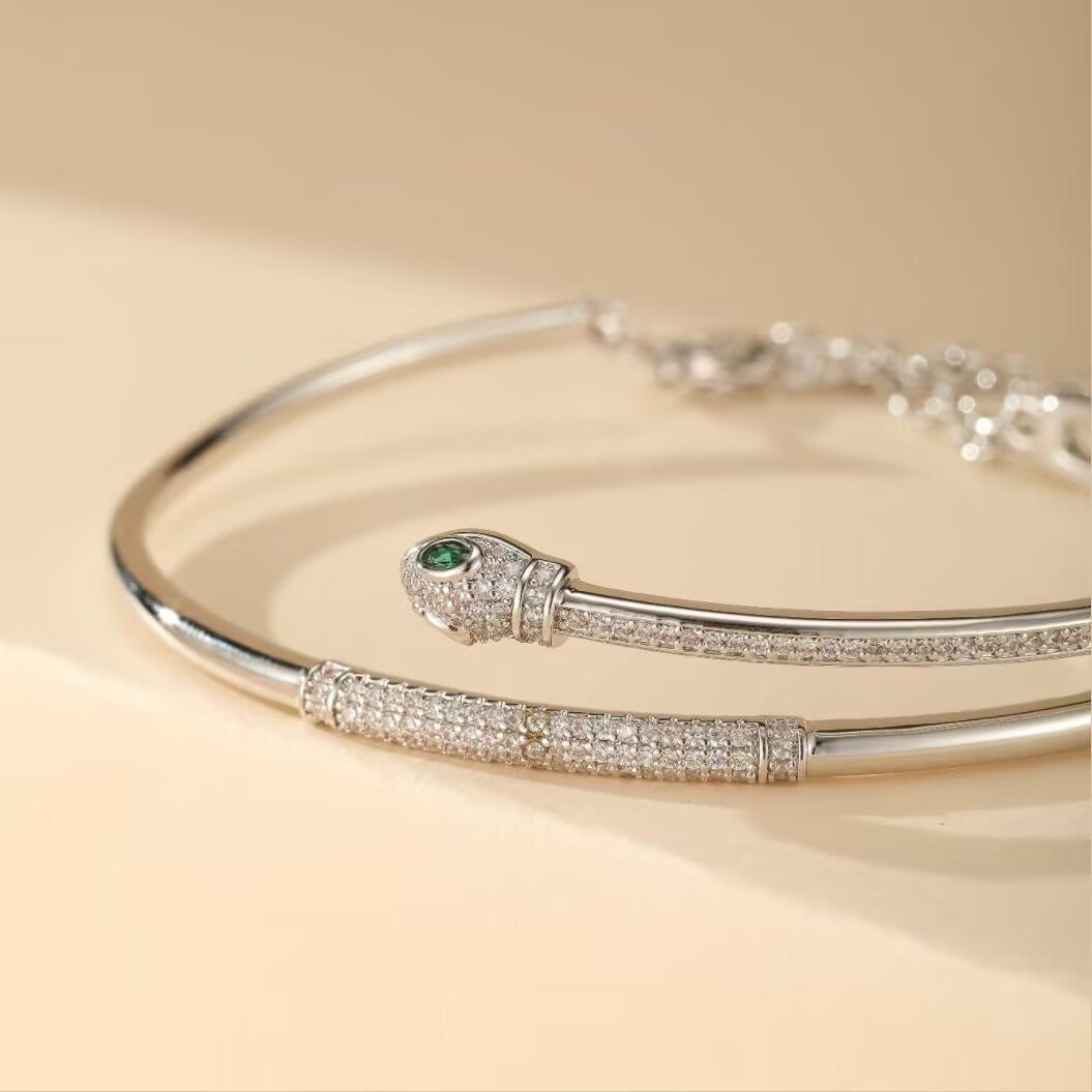 Bracelet Serpent Cuivre Plaqué Platine Bijou Tendance Bureau - Biloria