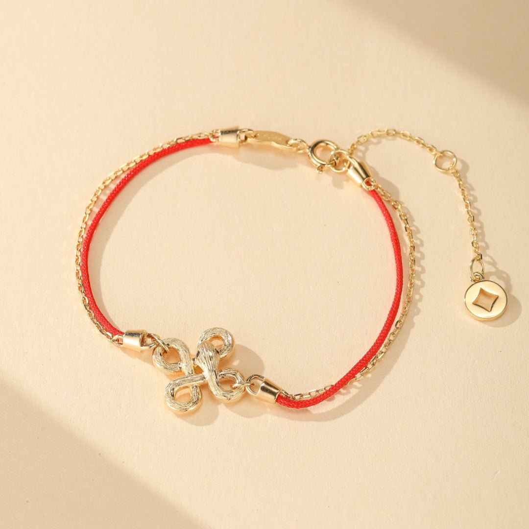 Bracelet Serpent Lien Sacré Fil Rouge - Argent Plaqué Or - Biloria