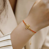 Bracelet Serpent Lien Sacré Fil Rouge - Argent Plaqué Or - Biloria