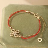 Bracelet Serpent Lien Sacré Fil Rouge - Argent Plaqué Or - Biloria