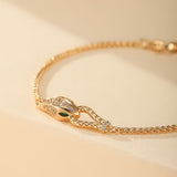 Bracelet Serpent Tête de Serpent Doré Zircon Bijou Cadeau - Biloria