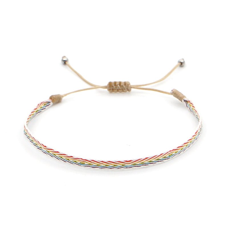 Bracelet Tibétain Tissé Main – Apatite et Motifs Argentés - Biloria