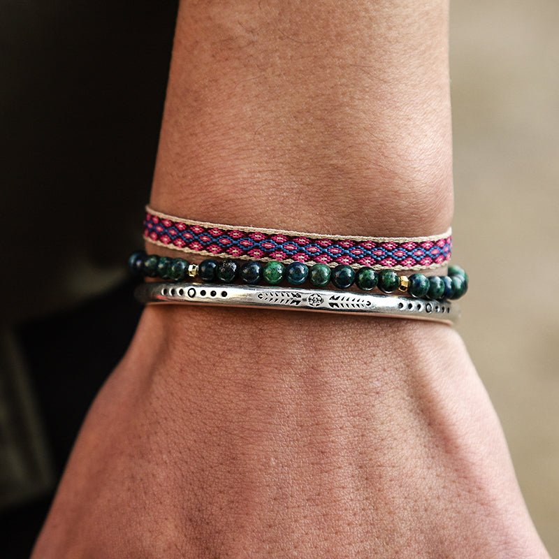 Bracelet Tibétain Tressé Main Lapis Lazuli 4mm Sérénité Nature - Biloria