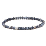 Bracelet Tibétain Trio Essence – Apatite Bleue, Argent et Fil Tressé - Biloria