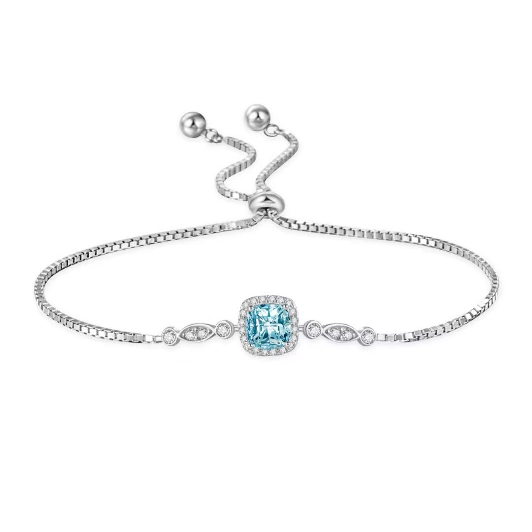 Bracelet Topaze Bleue Étoile Océans Argent 925 - Biloria