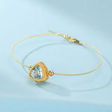 Bracelet Topaze Bleue Trilogie Céleste Argent Plaqué Or - Biloria