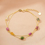 Bracelet Tourmaline Brute Argent Plaqué Or — Bijou Protecteur - Biloria