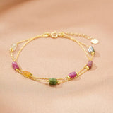 Bracelet Tourmaline Brute Argent Plaqué Or — Bijou Protecteur - Biloria