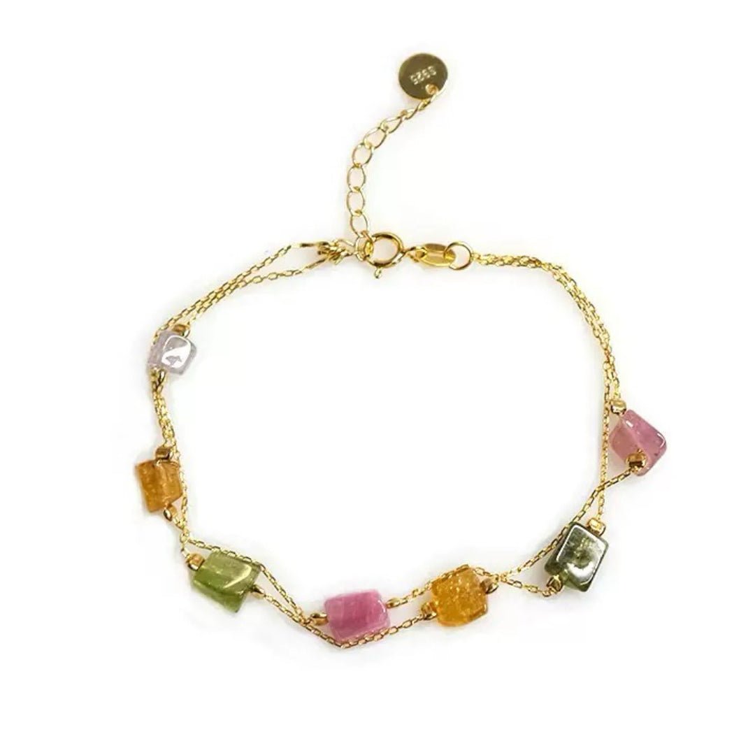 Bracelet Tourmaline Brute Argent Plaqué Or — Bijou Protecteur - Biloria