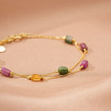 Bracelet Tourmaline Brute Argent Plaqué Or — Bijou Protecteur - Biloria
