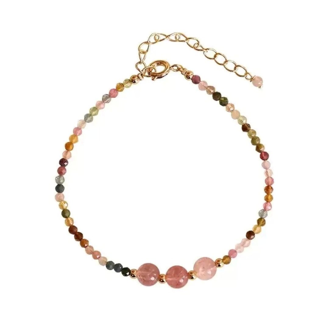 Bracelet Tourmaline et Quartz Fraise pour un Bien-être Émotionnel - Biloria