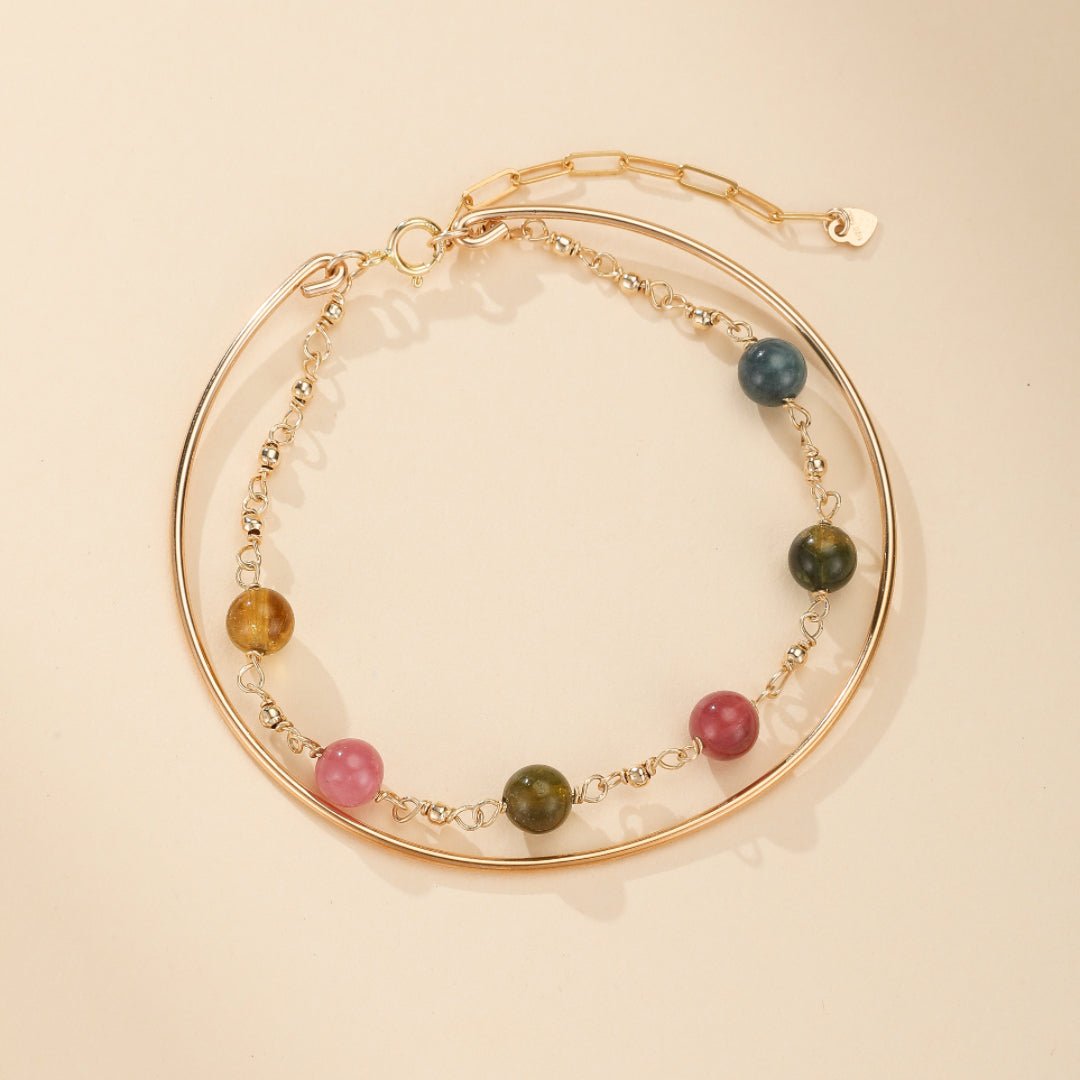 Bracelet Tourmaline Harmonie Cosmique Plaqué Or 14k - Biloria