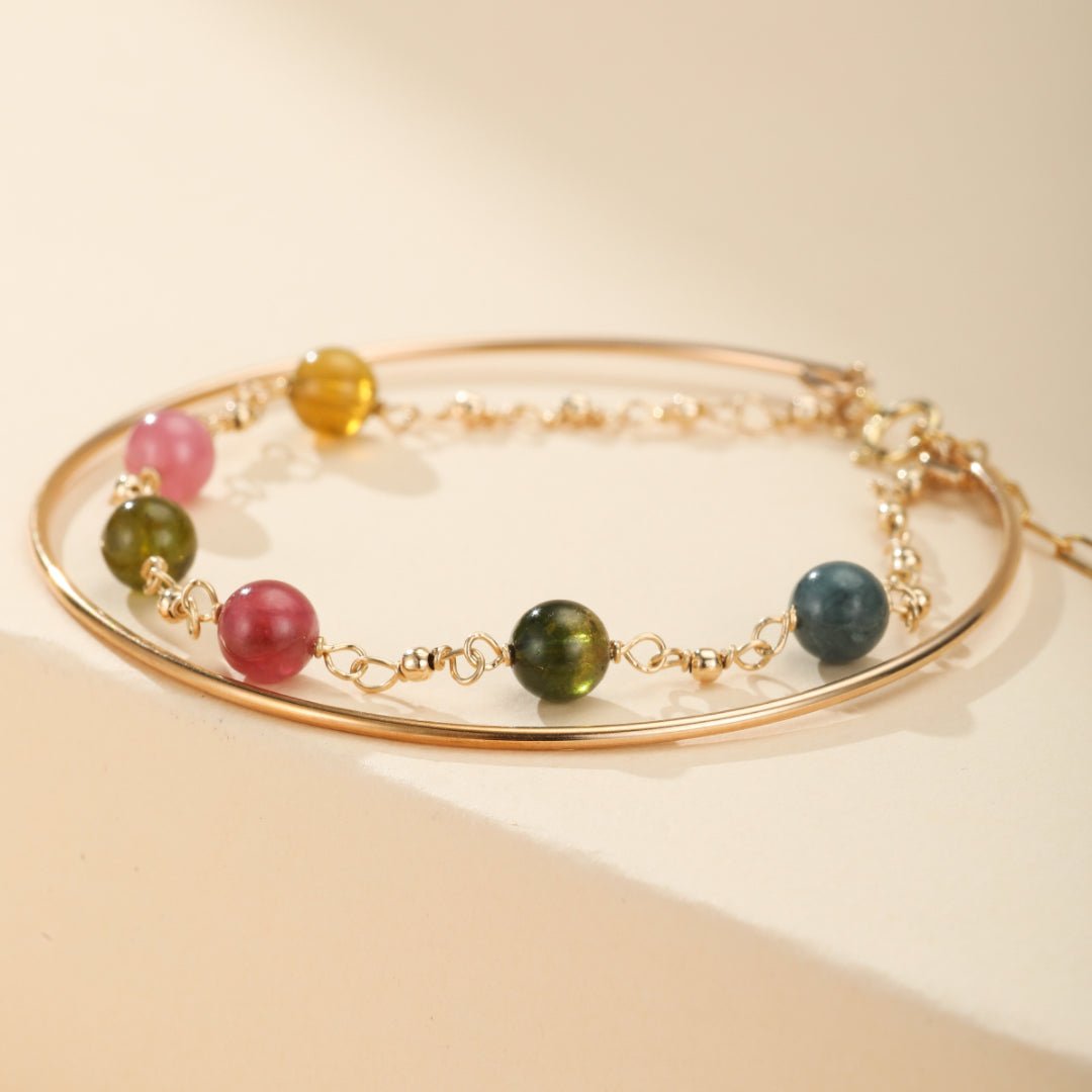 Bracelet Tourmaline Harmonie Cosmique Plaqué Or 14k - Biloria