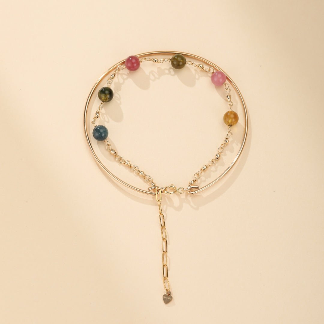 Bracelet Tourmaline Harmonie Cosmique Plaqué Or 14k - Biloria