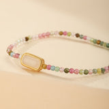 Bracelet Tourmaline Pastel avec Insert Doré pour la Sérénité - Biloria