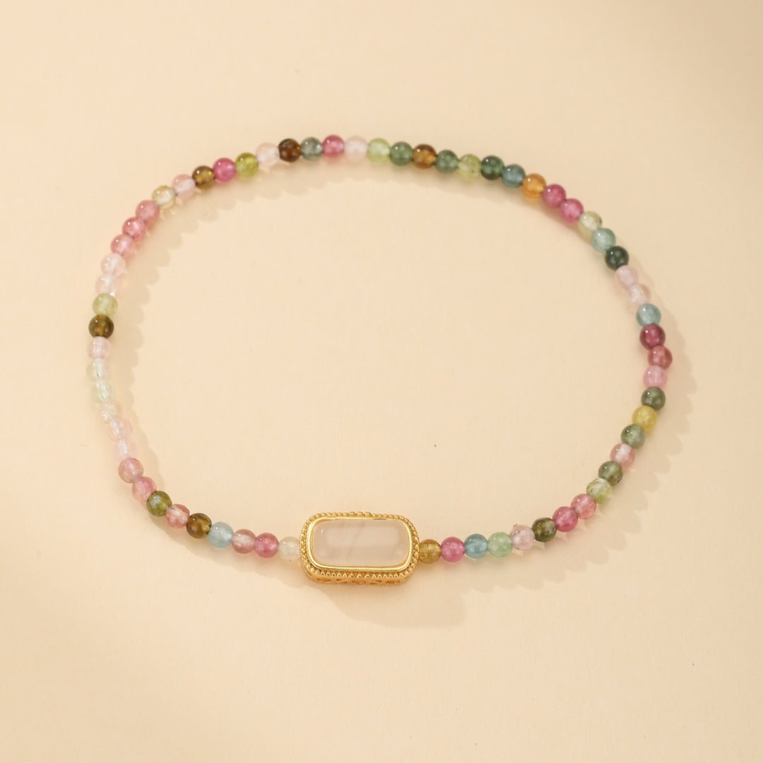 Bracelet Tourmaline Pastel avec Insert Doré pour la Sérénité - Biloria